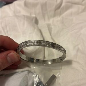 Cartier Silver Bracelet with Diamond Accents